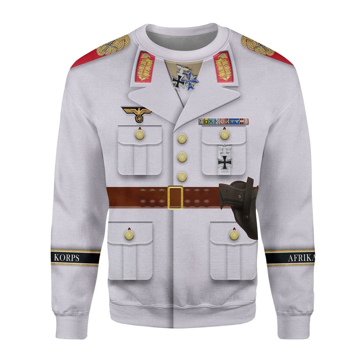 HumansBold Erwin Rommel WWII German Soldier Costume Hoodie Sweatshirt T-Shirt Tracksuit