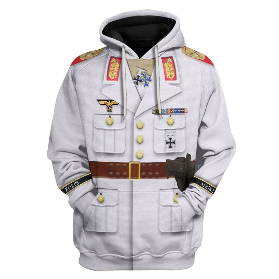 HumansBold Erwin Rommel WWII German Soldier Costume Hoodie Sweatshirt T-Shirt Tracksuit