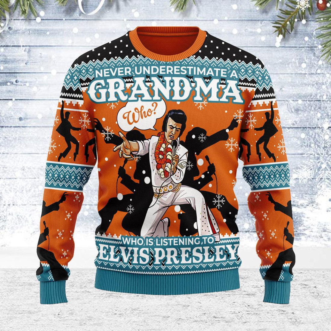 CustomsPig Who is Listening to Elvis Christmas Ugly Sweater - CustomsPig.com