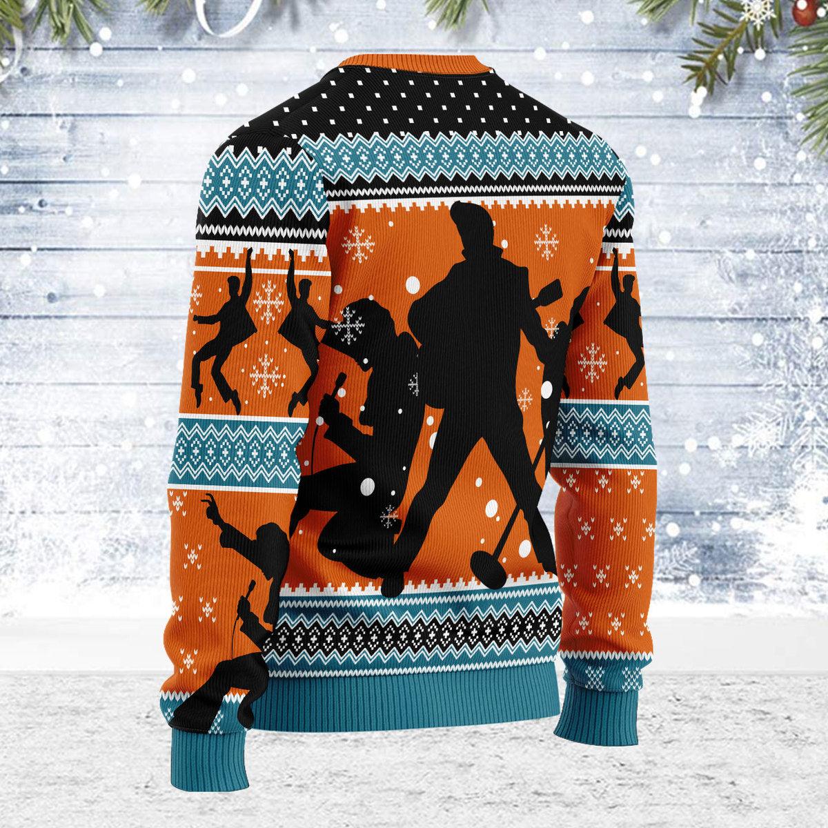 CustomsPig Who is Listening to Elvis Christmas Ugly Sweater - CustomsPig.com