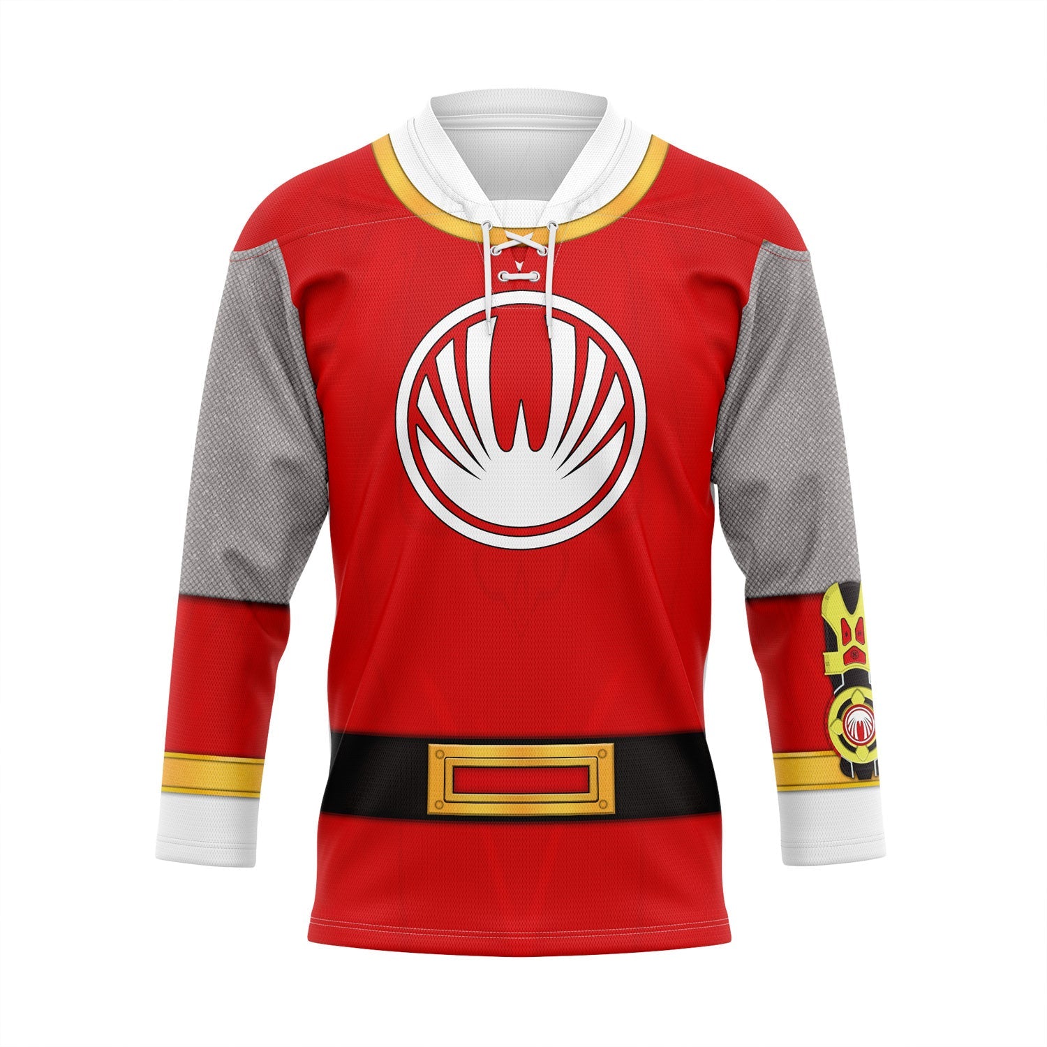 HumansBold Red Power Rangers Ninja Storm Hockey Jersey Sweatpants