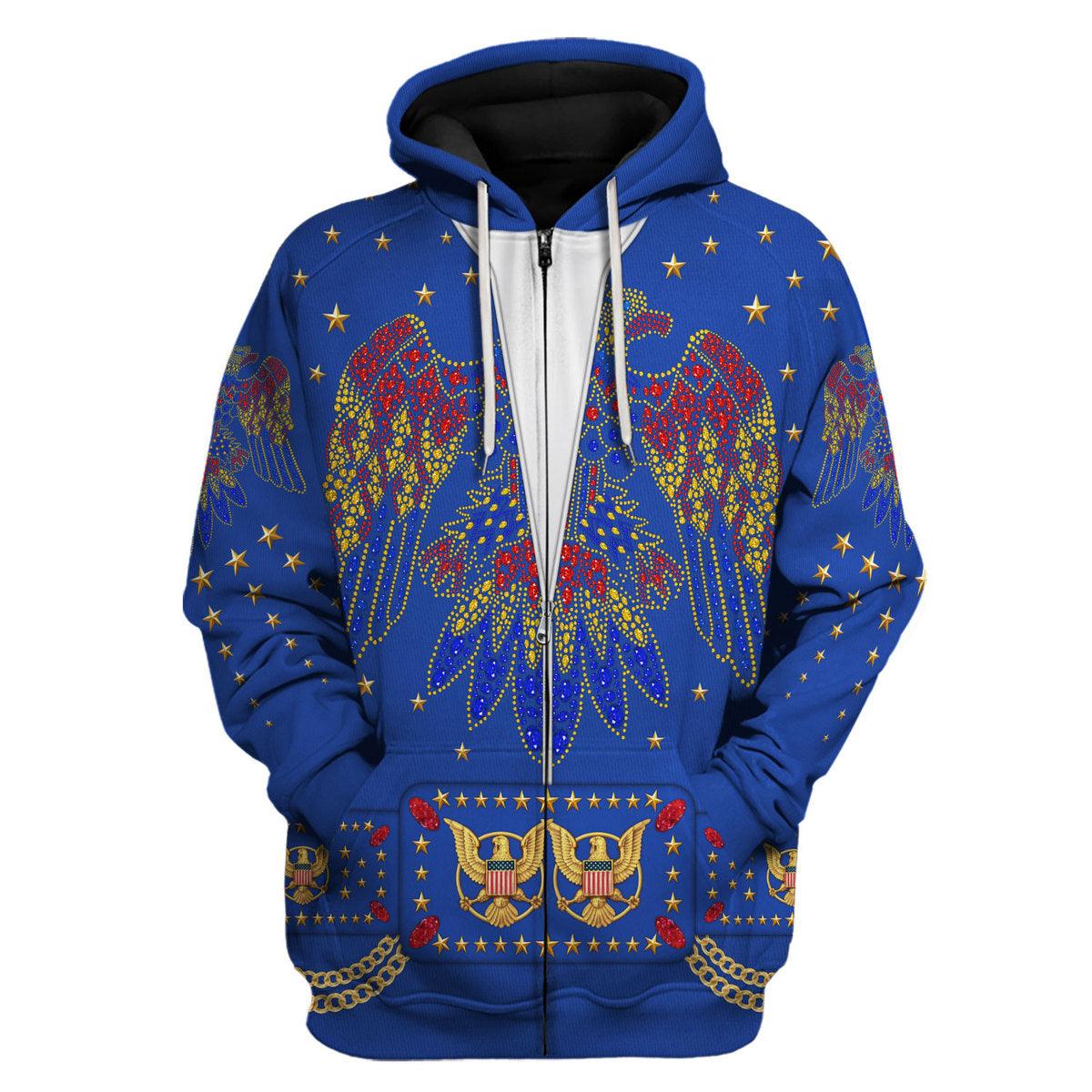 Gearhomie Elvis EAGLE Blue Costume Hoodie Sweatshirt T-Shirt Sweatpants - Gearhomie.com