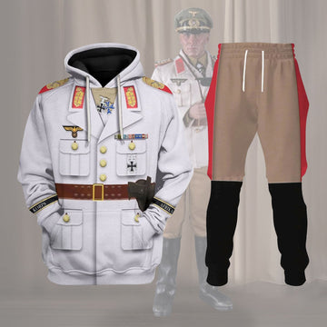 HumansBold Erwin Rommel WWII German Soldier Costume Hoodie Sweatshirt T-Shirt Tracksuit