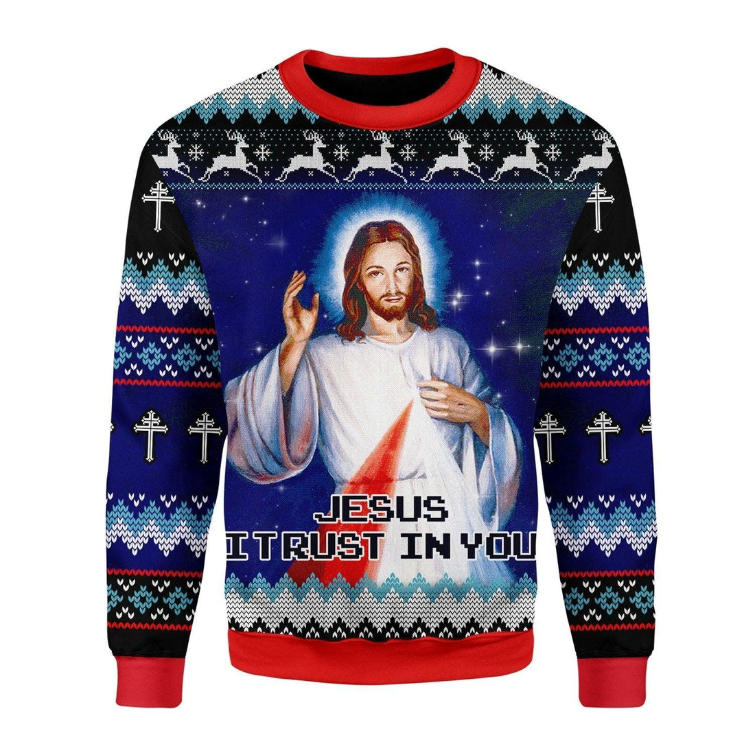 Jesus I Trust In You Christmas Sweater - CustomsPig