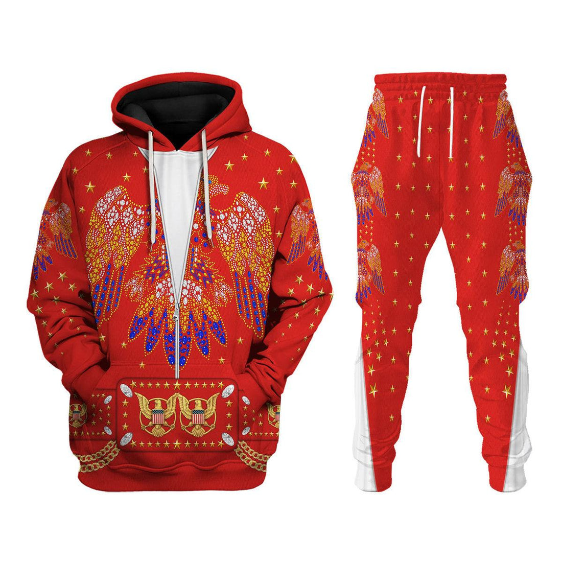 CustomsPig Elvis EAGLE Red Costume Hoodie Sweatshirt T-Shirt Sweatpants - CustomsPig.com
