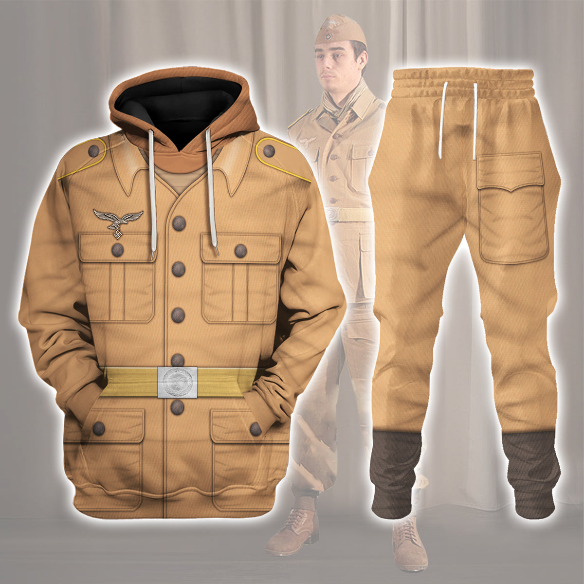 HumansBold Luftwaffe Tropical Uniform- Private- Basic Uniform Costume Hoodie Sweatshirt T-Shirt Tracksuit