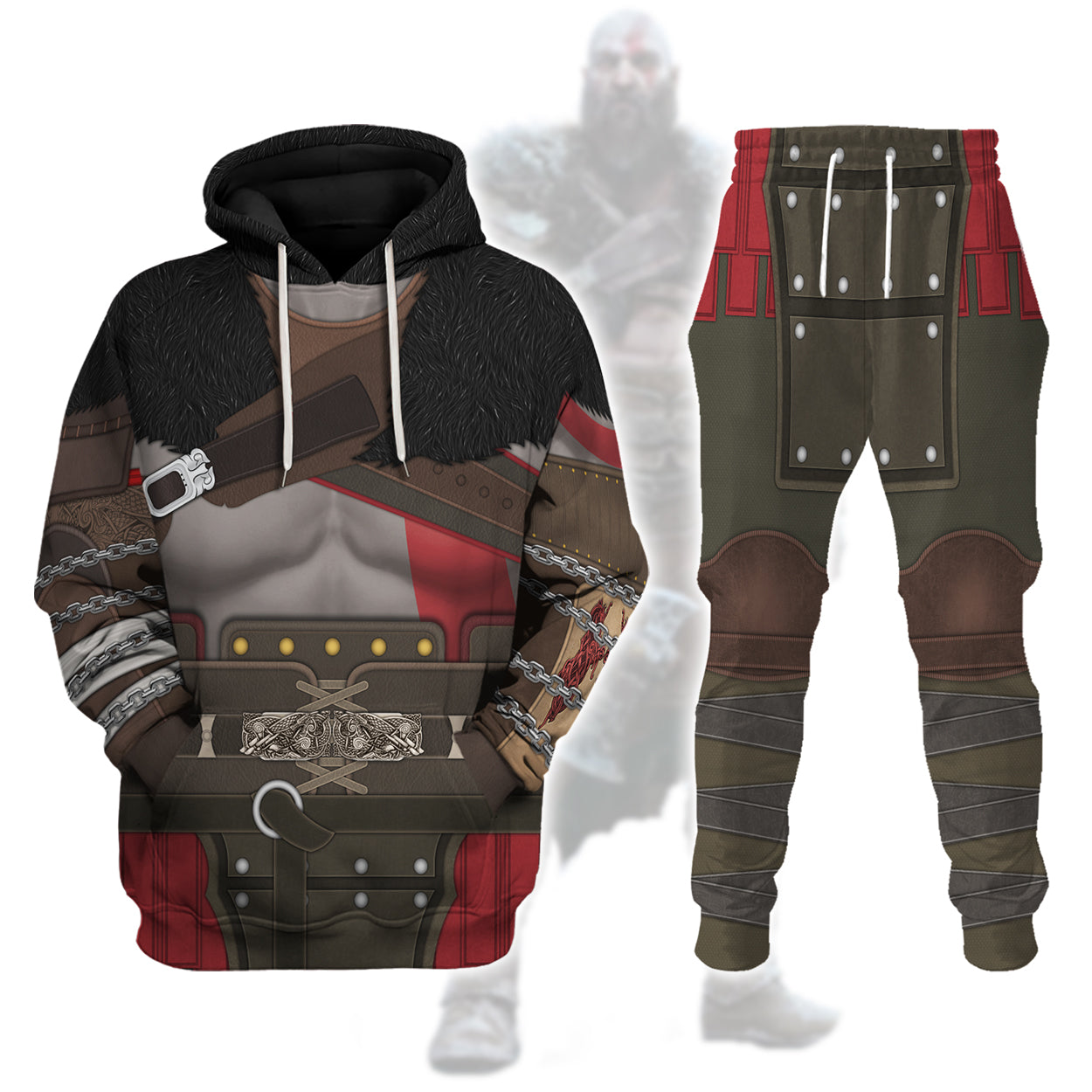 Customspig Kratos God Of War Costume Hoodie Sweatshirt T-Shirt