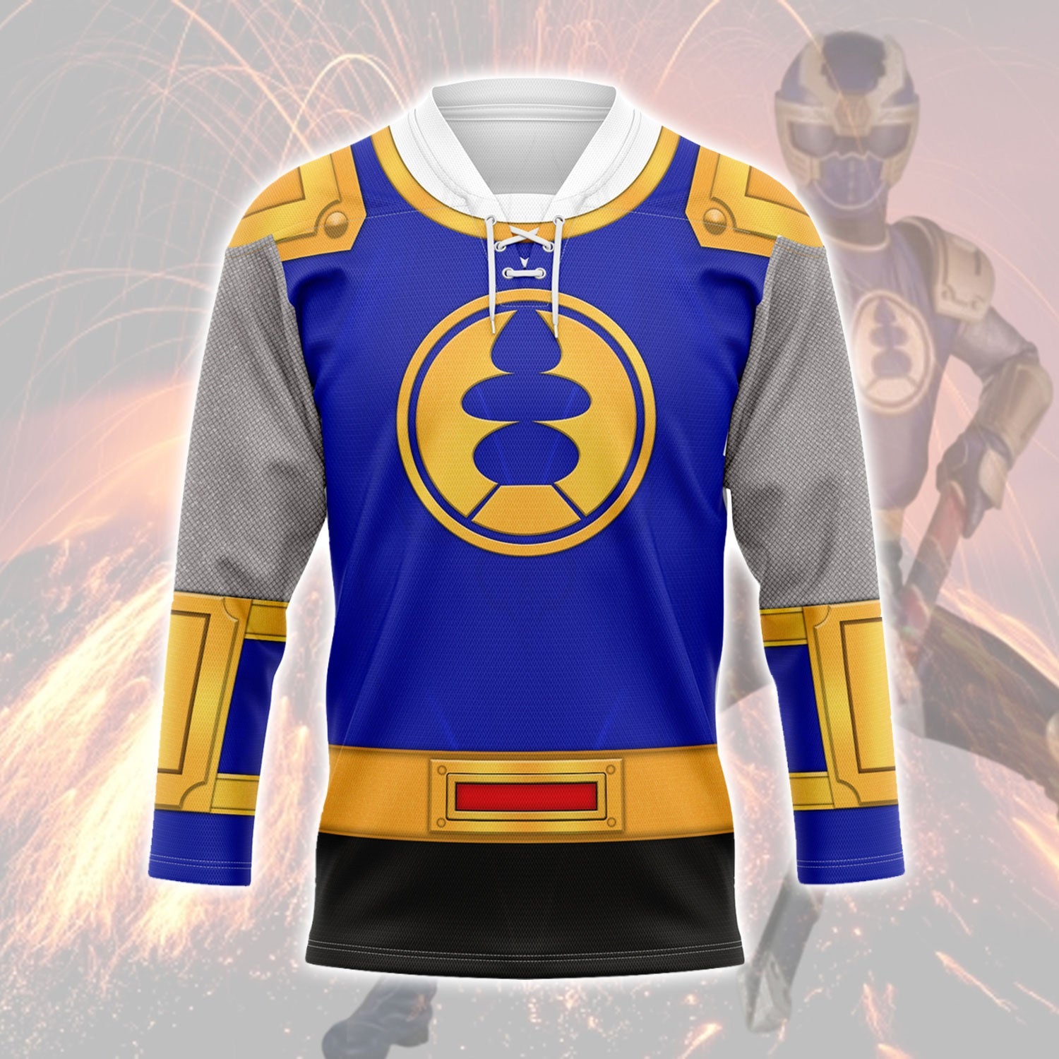 HumansBold Navy Ranger Power Rangers Ninja Storm Hockey Jersey Sweatpants