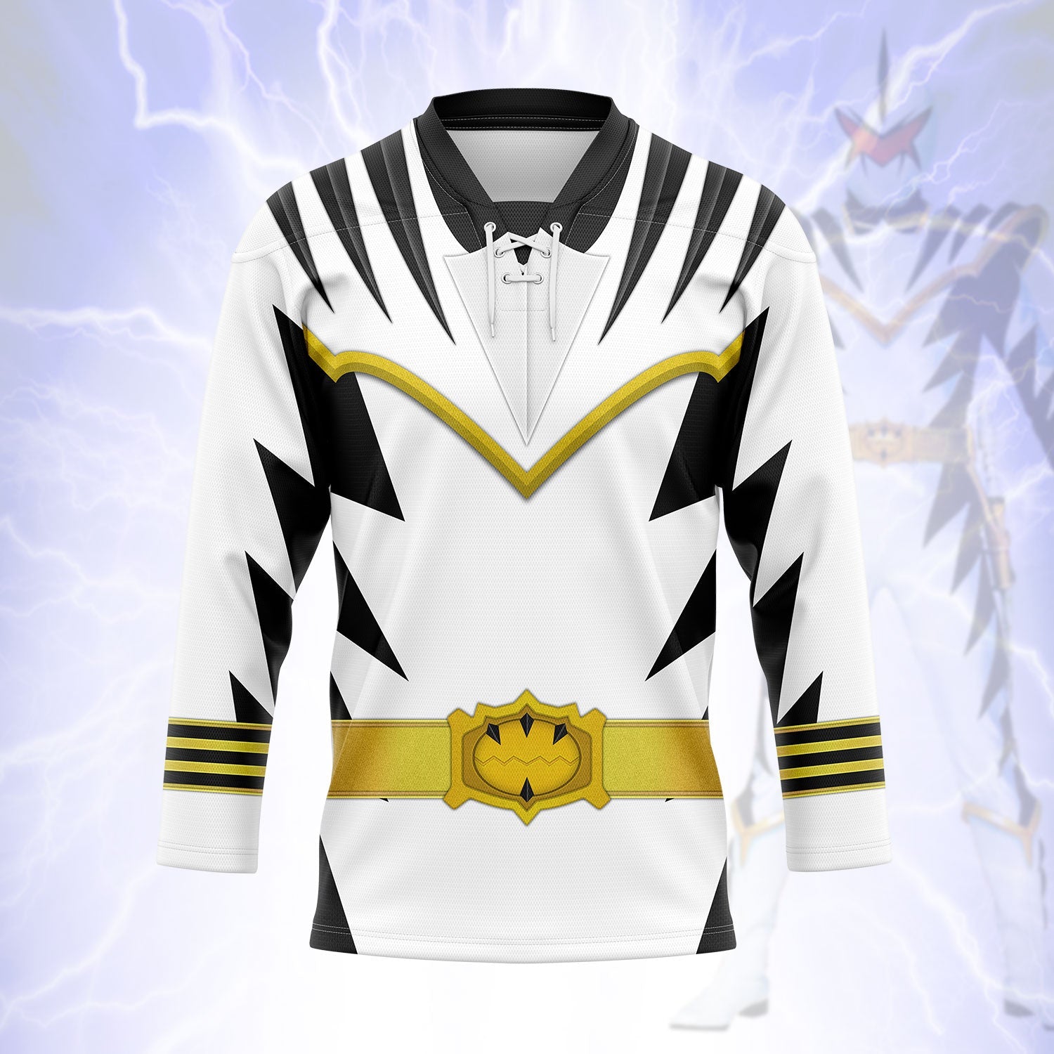 HumansBold White Dino Thunder Hockey Jersey Sweatpants