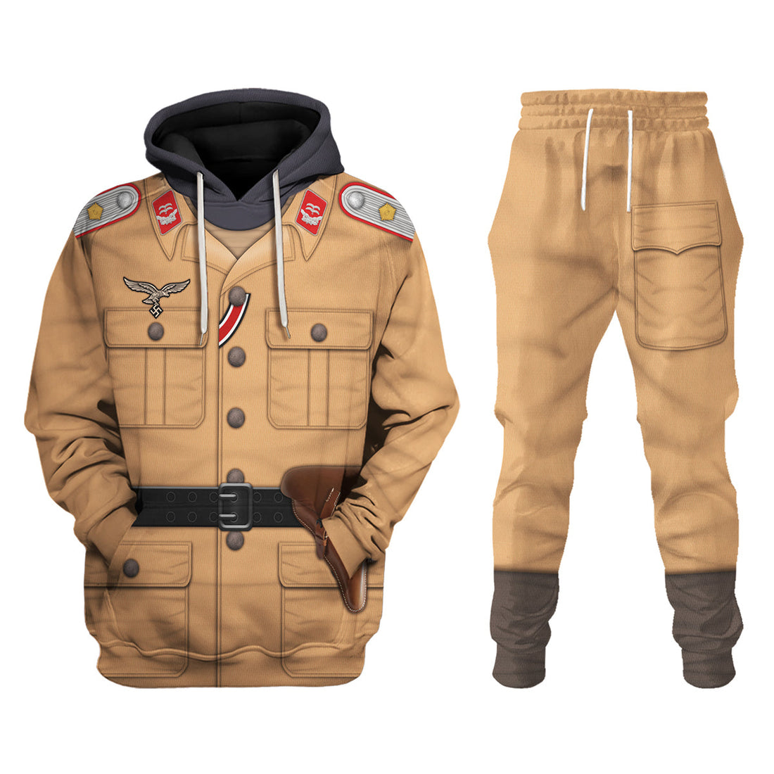 HumansBold Luftwaffe Tropical Uniform- Artillery Lieutenant Costume Hoodie Sweatshirt T-Shirt Tracksuit