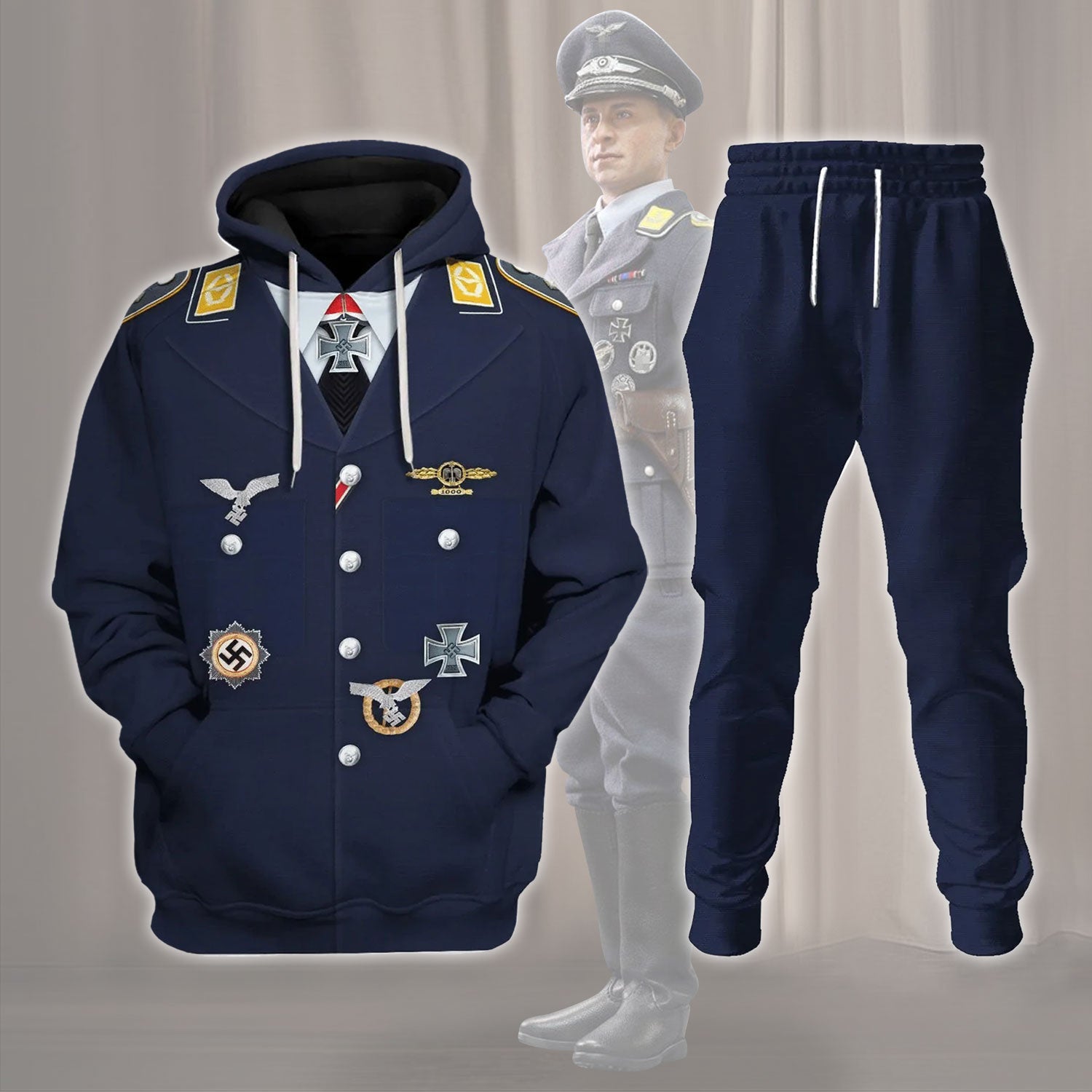HumansBold WWII Erich Alfred Hartmann Costume Hoodie Sweatshirt T-Shirt Tracksuit