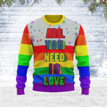 All You Need Is Love LGBT Ugly Christmas Sweater - CustomsPig