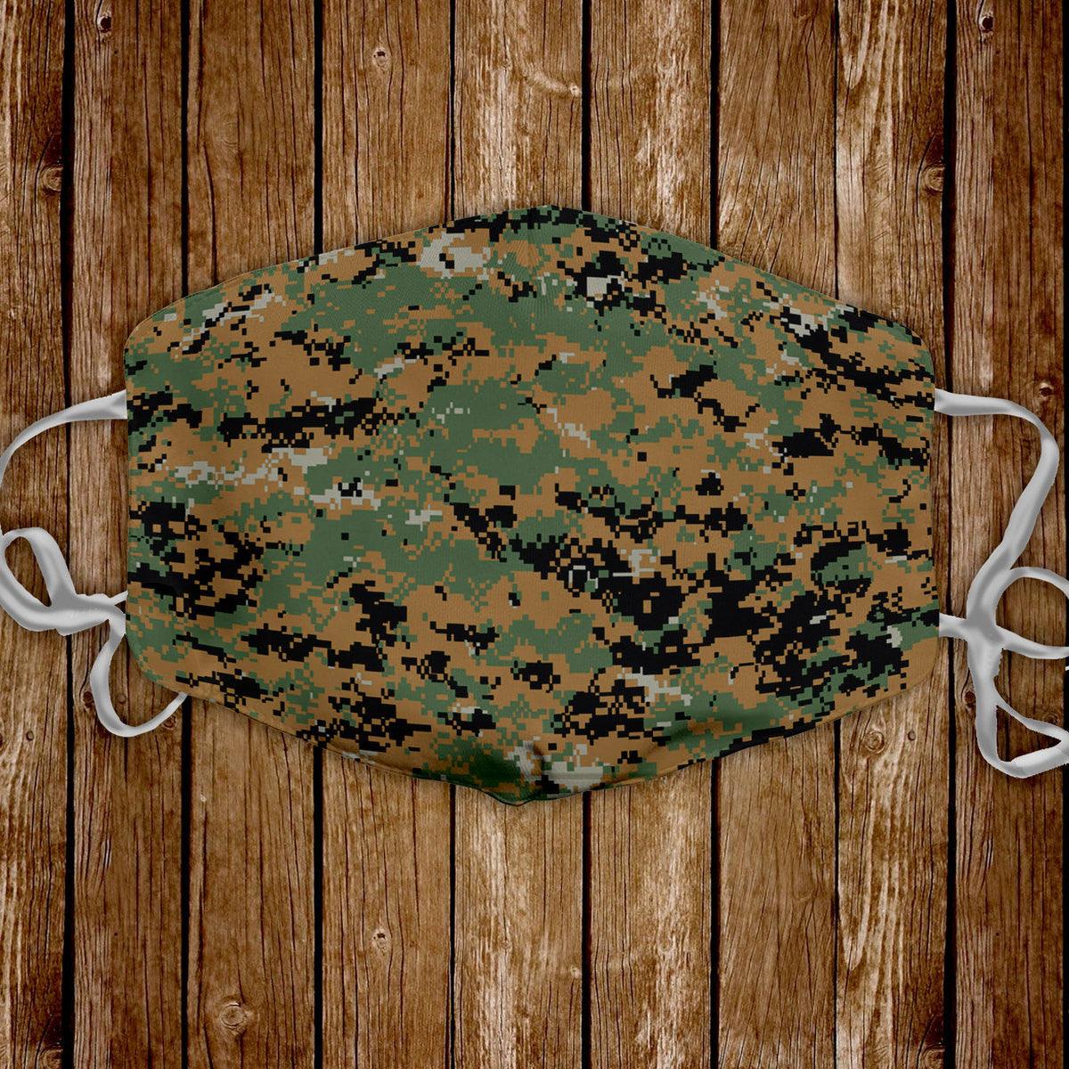 American Marpat Marine pattern Woodland Camo Face Mask - DucG
