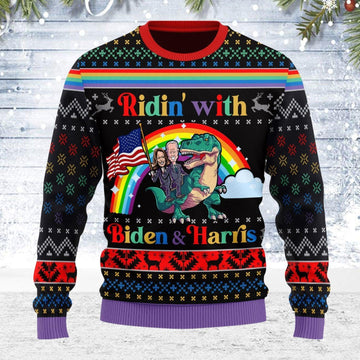 Biden And Harris LGBT Ugly Christmas Sweater - DucG