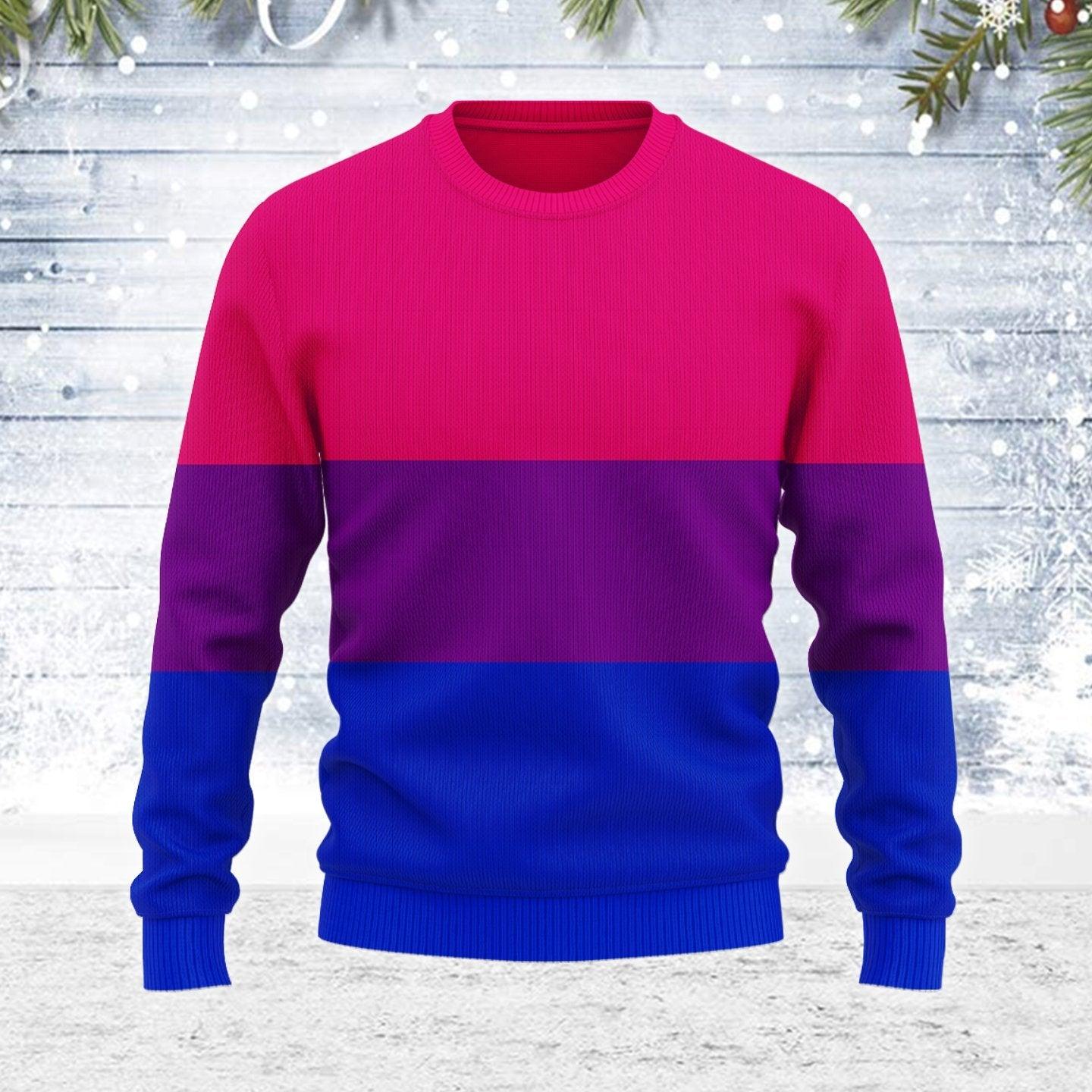 Bisexual Flag Ugly Christmas Sweater - DucG
