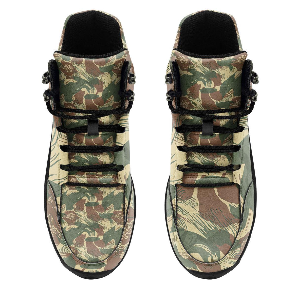 Brushstroke Rhodesian Security Forces 1965 Camo Pattern Hiking Shoes - DucG