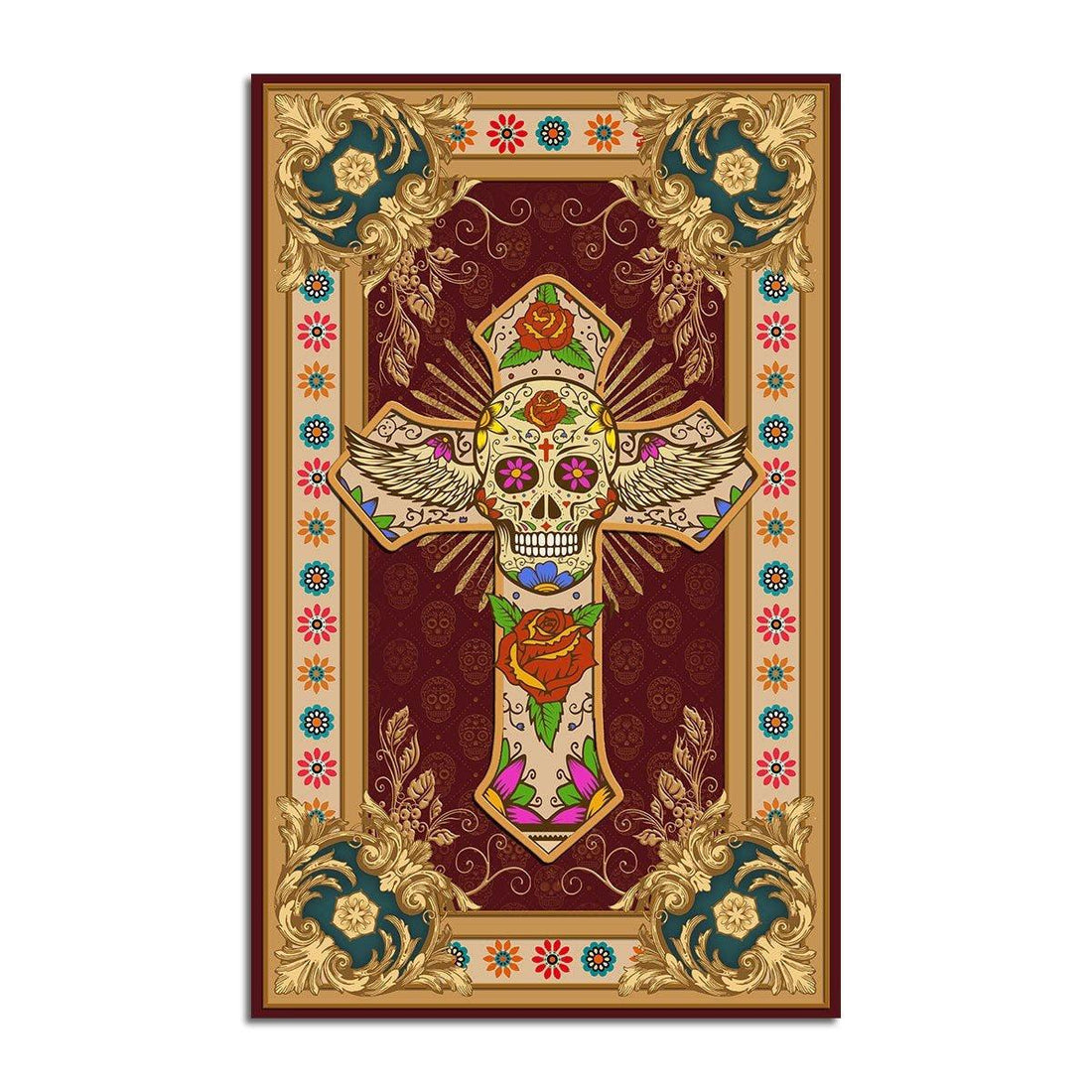 Cross Sugar Skull Rug - CustomsPig