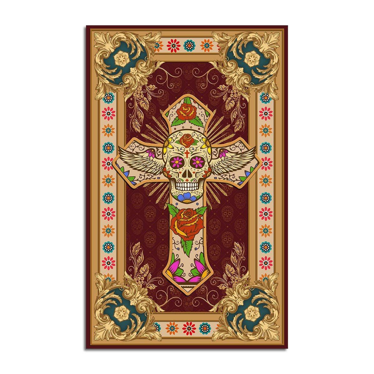 Cross Sugar Skull Rug - CustomsPig