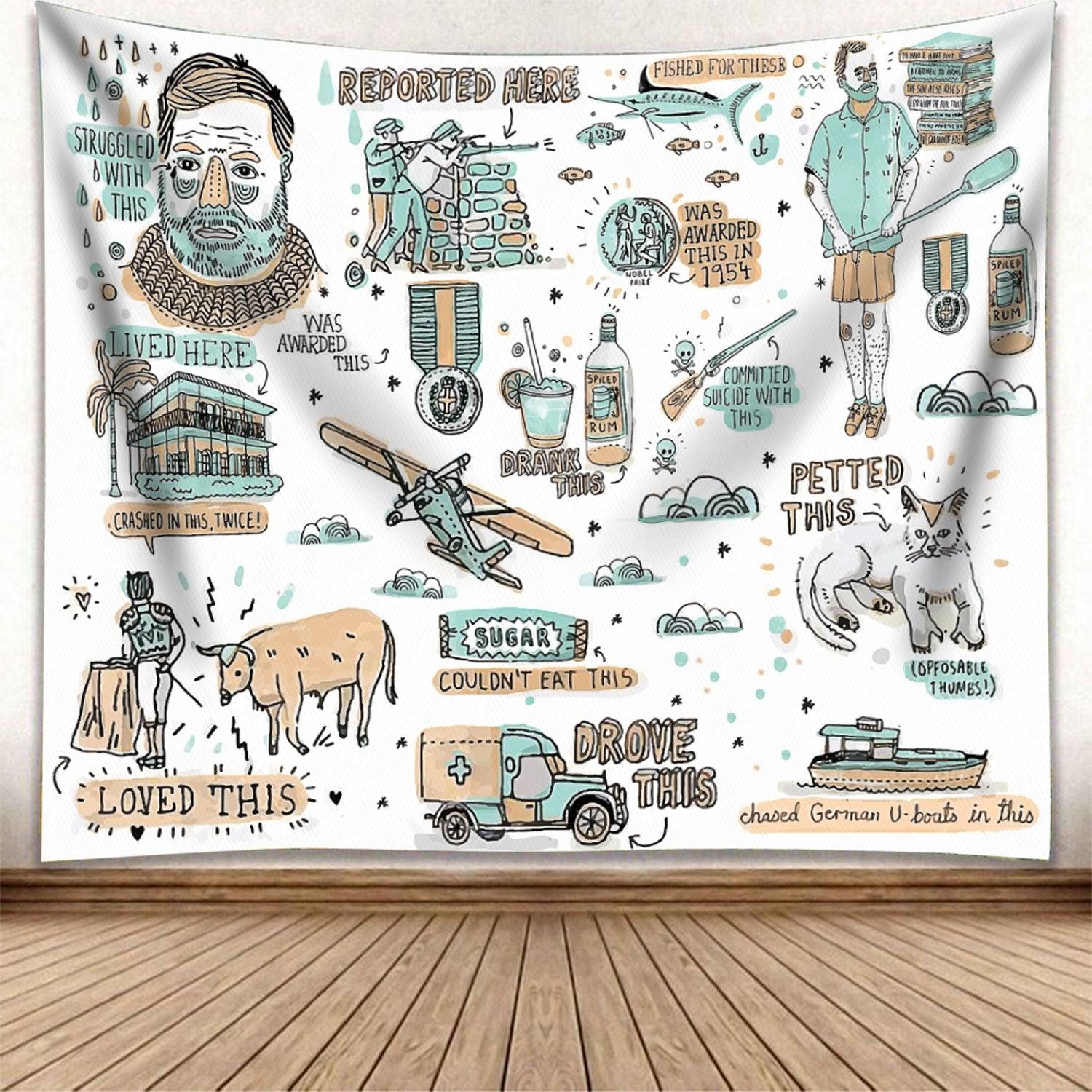 Ernest Hemingway Tapestry - CustomsPig