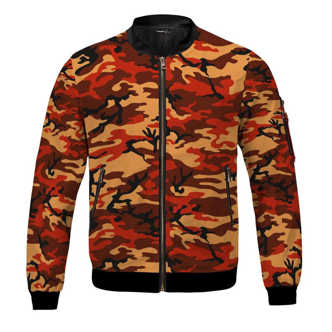 Flecktarn Red Brown German World War II Camouflage Patterns Bomber Jacket - DucG