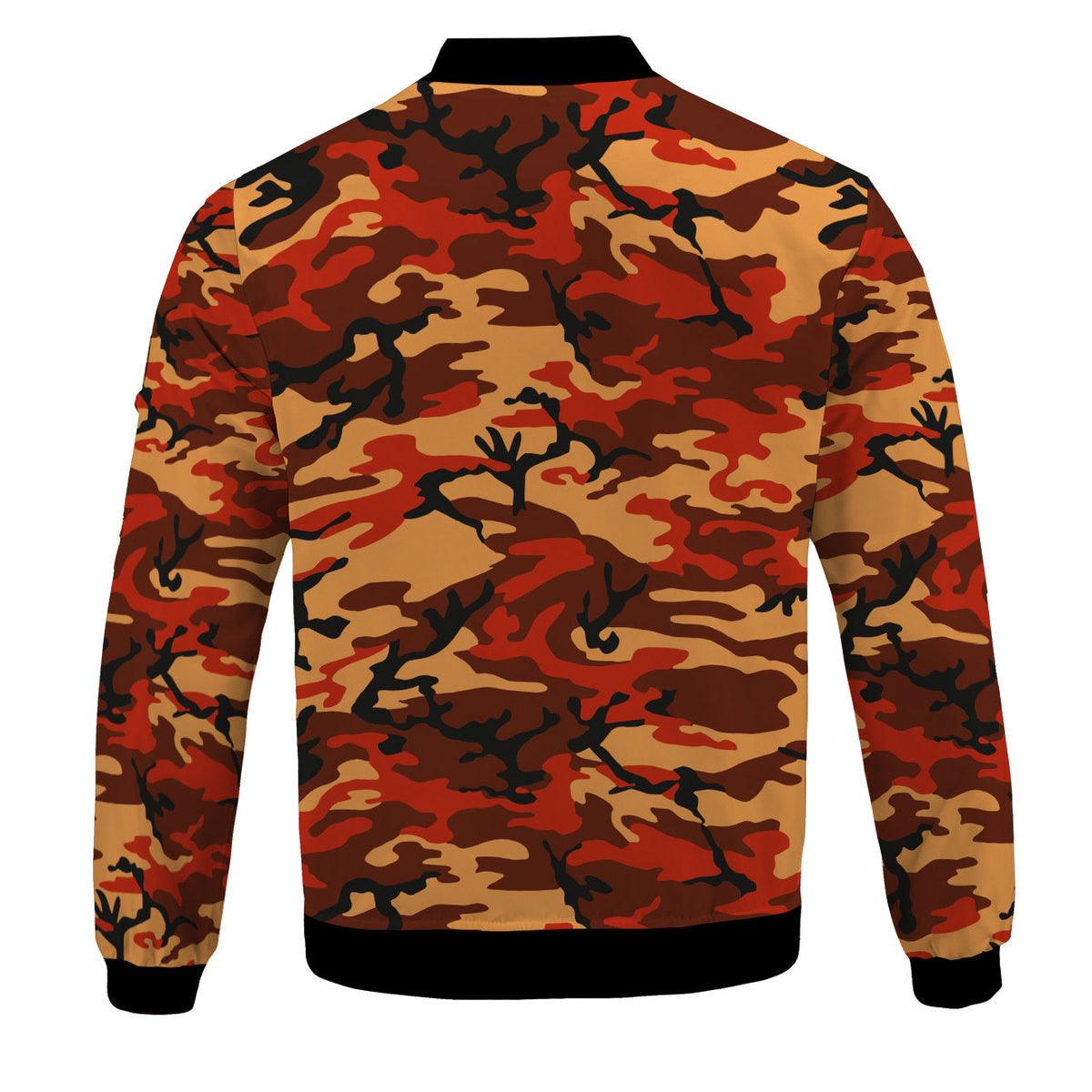 Flecktarn Red Brown German World War II Camouflage Patterns Bomber Jacket - DucG