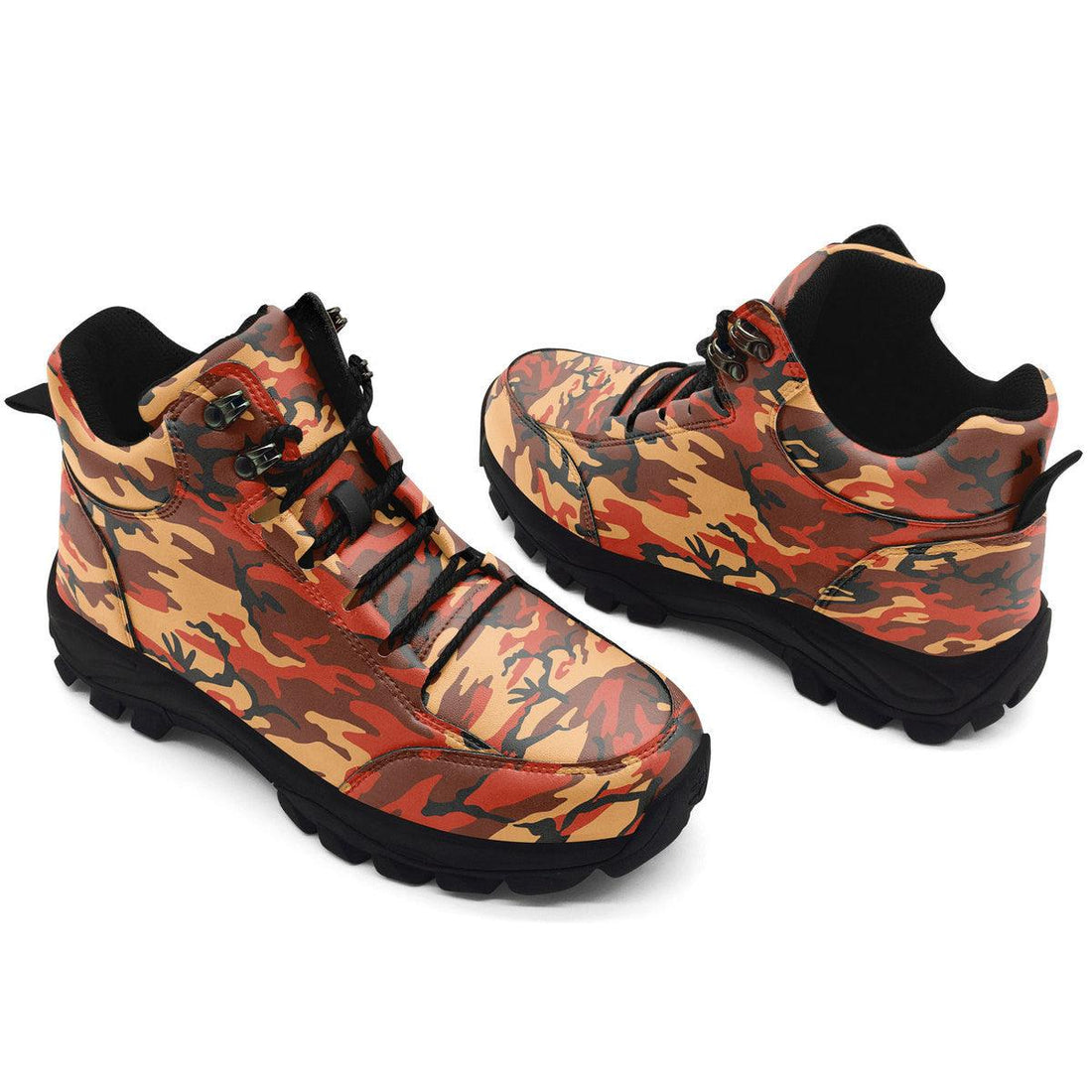 Flecktarn Red Brown German WWII CamoPatterns Hiking Shoes - CustomsPig