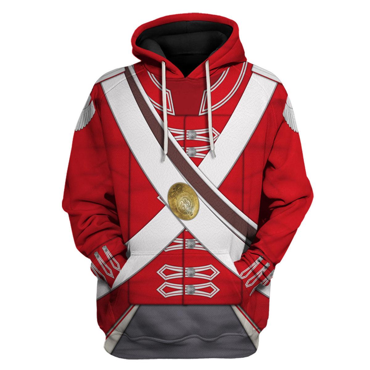 Gearhomie 33rd Foot (1st Yorkshire West Riding) Private Centre Company (1812-1815) Uniform All Over Print Hoodie Sweatshirt T-Shirt Tracksuit - Gearhomie.com