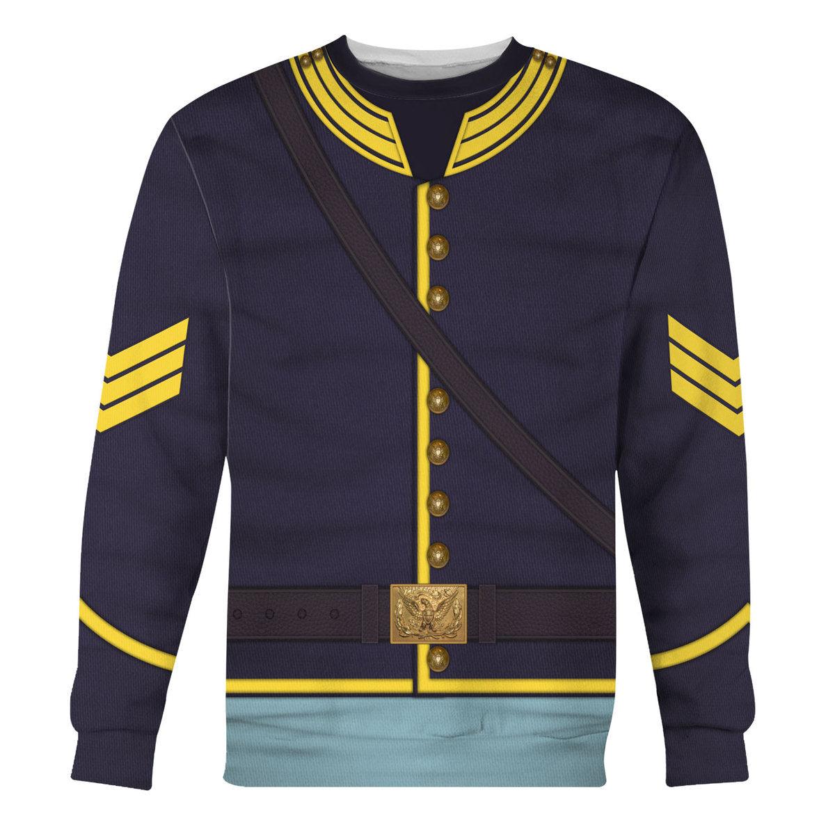 Gearhomie American Union Army- Cavalry Sergeant Uniform All Over Print Hoodie Sweatshirt T-Shirt Tracksuit - Gearhomie.com