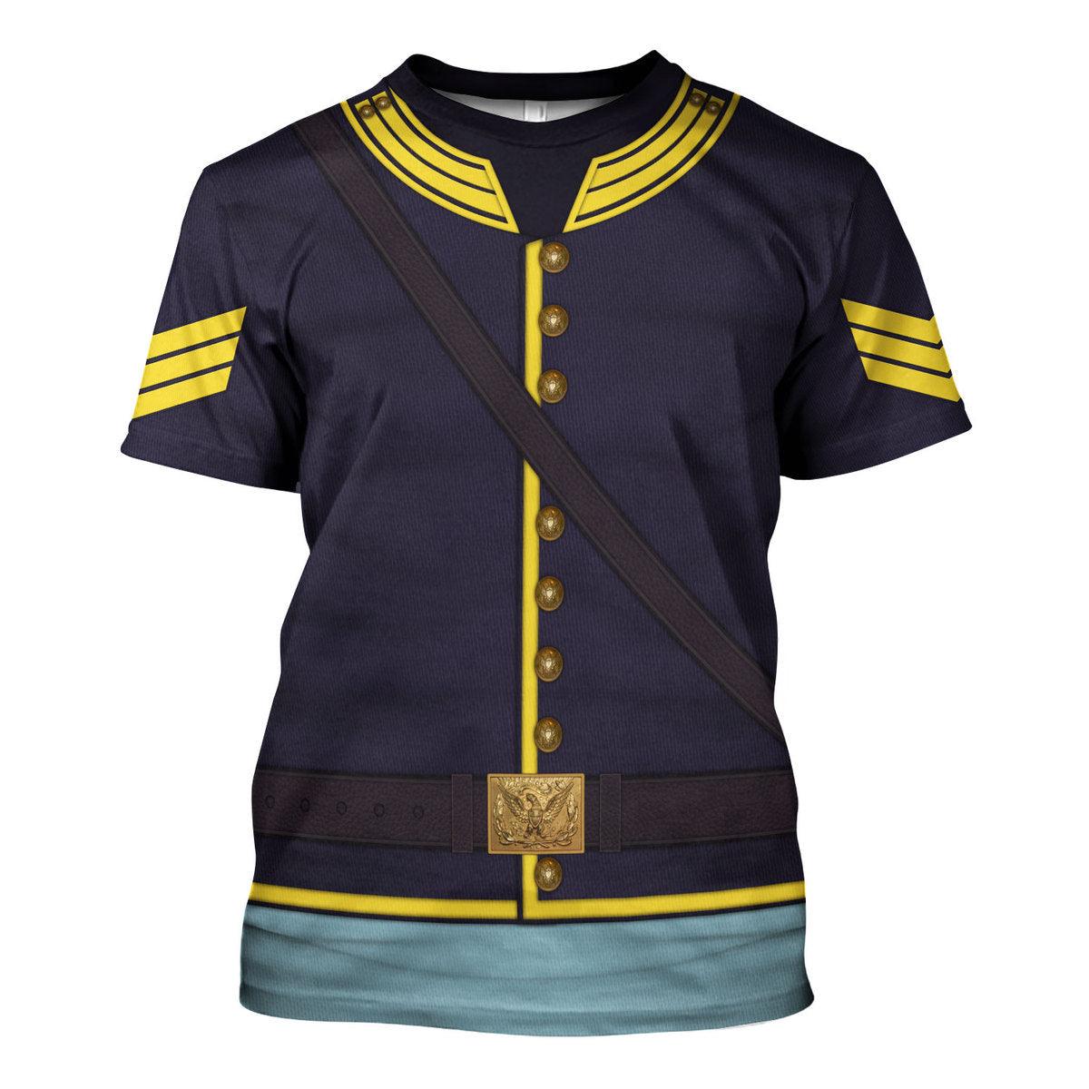 Gearhomie American Union Army- Cavalry Sergeant Uniform All Over Print Hoodie Sweatshirt T-Shirt Tracksuit - Gearhomie.com
