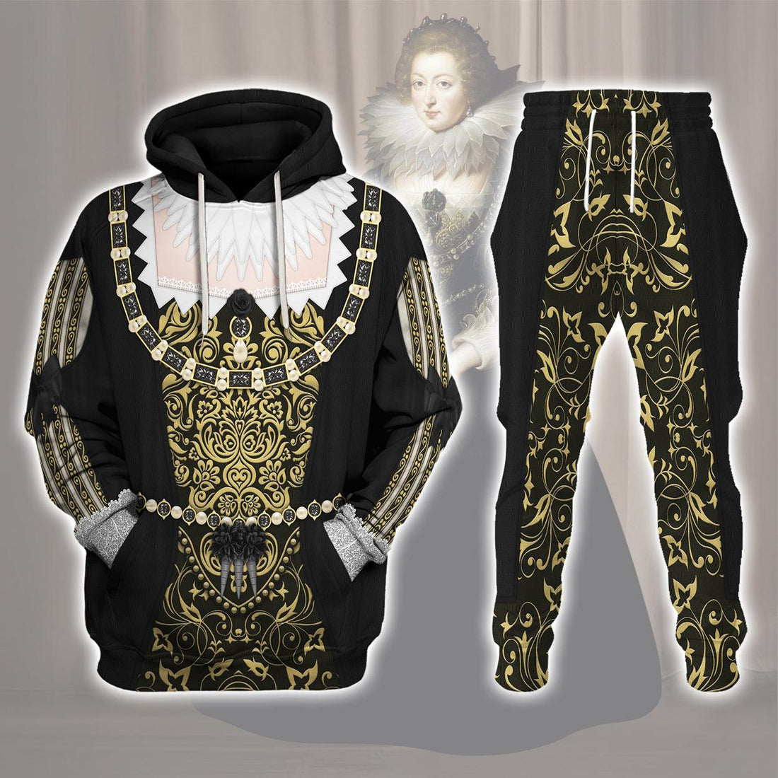 Gearhomie Anne of Austria, Queen of France in Coronation Robes Costume All Over Print Hoodie Sweatshirt T-Shirt Tracksuit - Gearhomie.com
