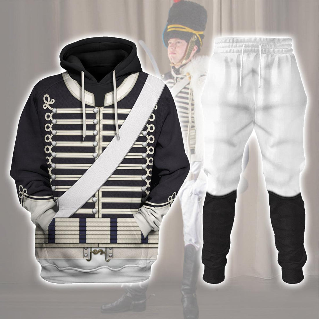 CustomsPig British 18th Hussar-Full Dress (1806-1815) Uniform All Over Print Hoodie Sweatshirt T-Shirt Tracksuit - CustomsPig.com