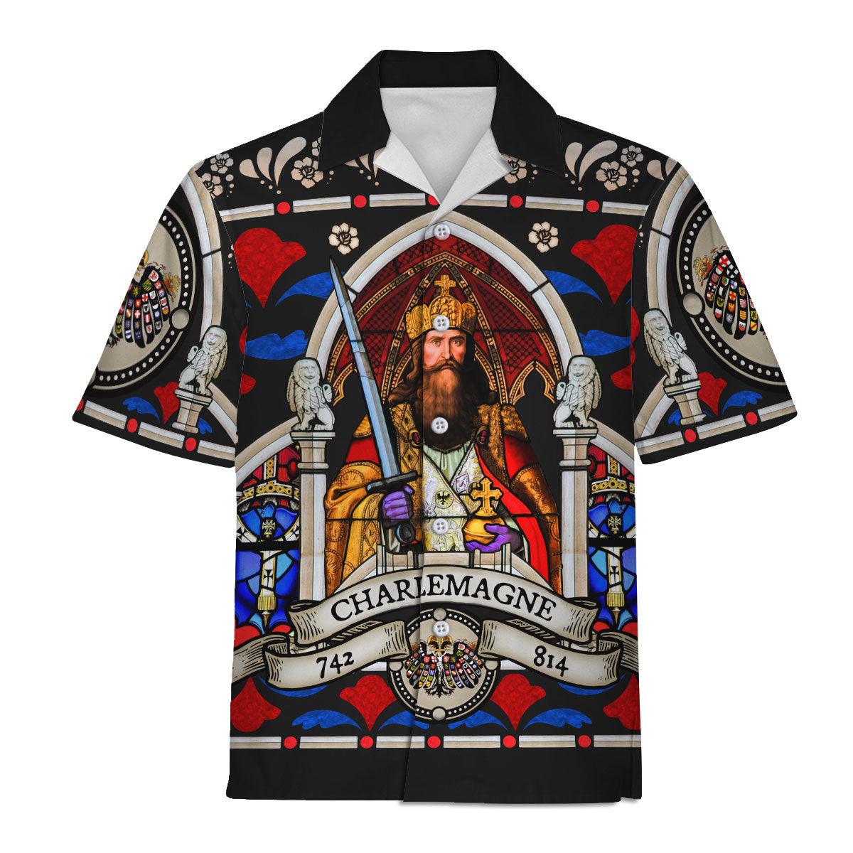 CustomsPig Charlemagne - Stained Glass in Cologne Cathedral Hawaiian Shirt Polo Shirt Beach short - CustomsPig.com