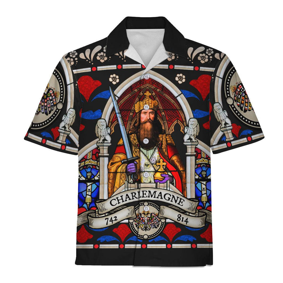 Gearhomie Charlemagne - Stained Glass in Cologne Cathedral Hawaiian Shirt Polo Shirt Beach short - Gearhomie.com