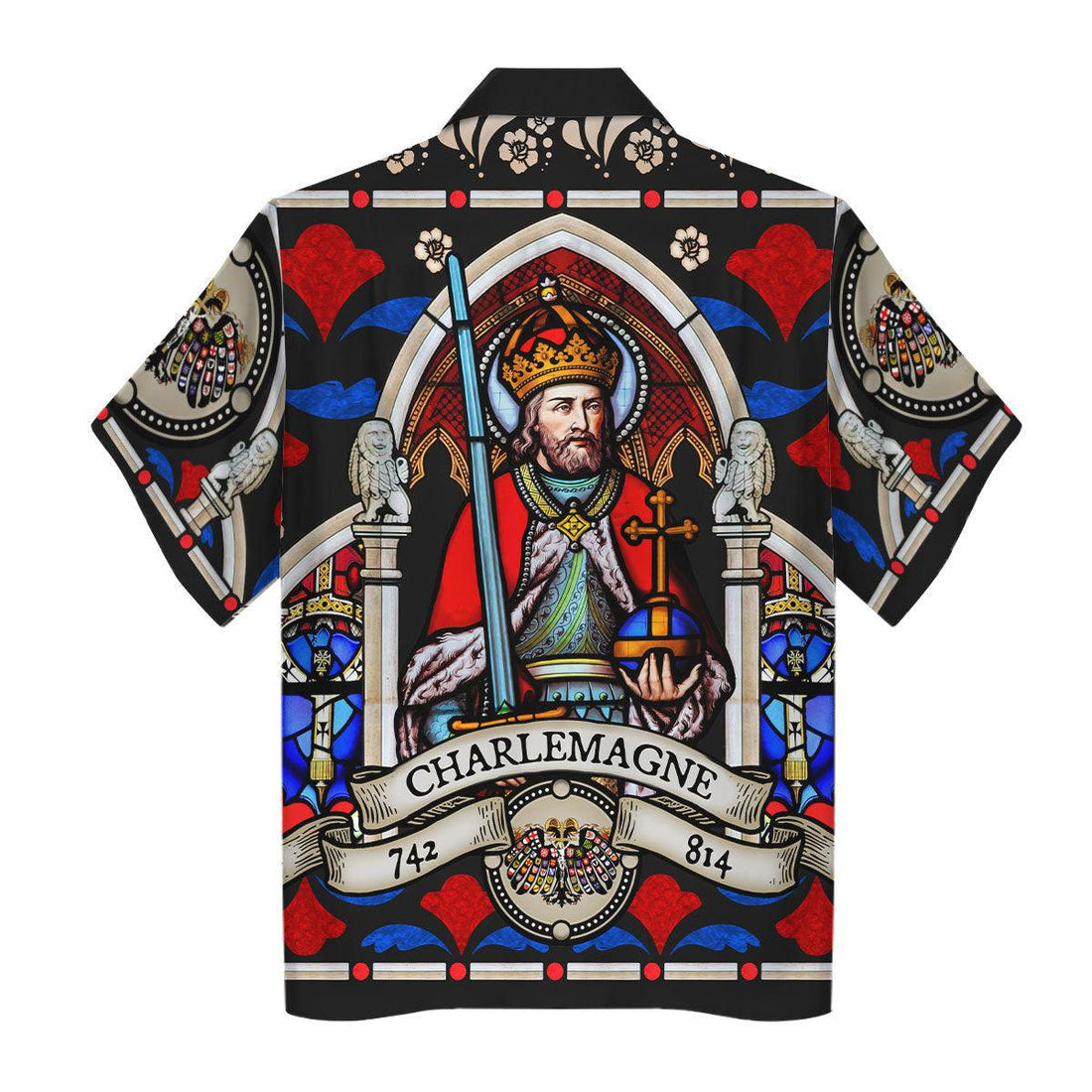 CustomsPig Charlemagne - Stained Glass in Cologne Cathedral Hawaiian Shirt Polo Shirt Beach short - CustomsPig.com