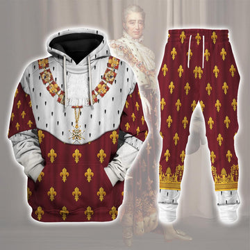 CustomsPig Charles X of France Coronation Robes Red Costume All Over Print Hoodie Sweatshirt T-Shirt Tracksuit - CustomsPig.com