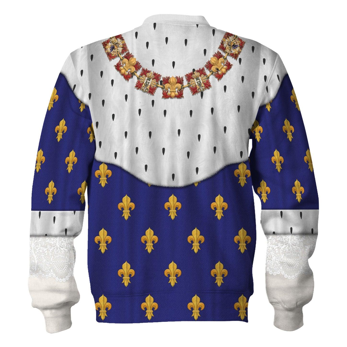 CustomsPig Charles X of France in Coronation Robes Blue Costume All Over Print Hoodie Sweatshirt T-Shirt Tracksuit - CustomsPig.com
