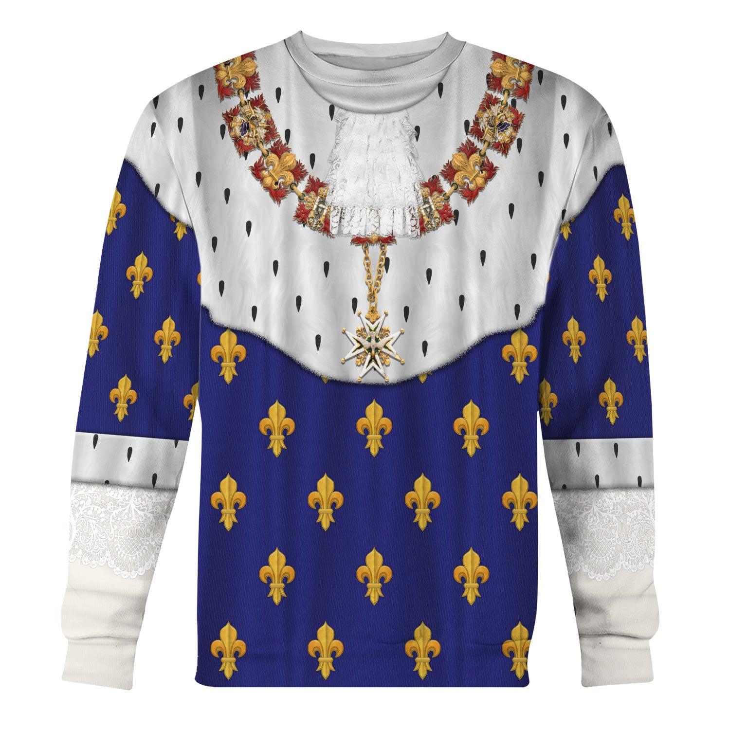 Gearhomie Charles X of France in Coronation Robes Blue Costume All Over Print Hoodie Sweatshirt T-Shirt Tracksuit - Gearhomie.com