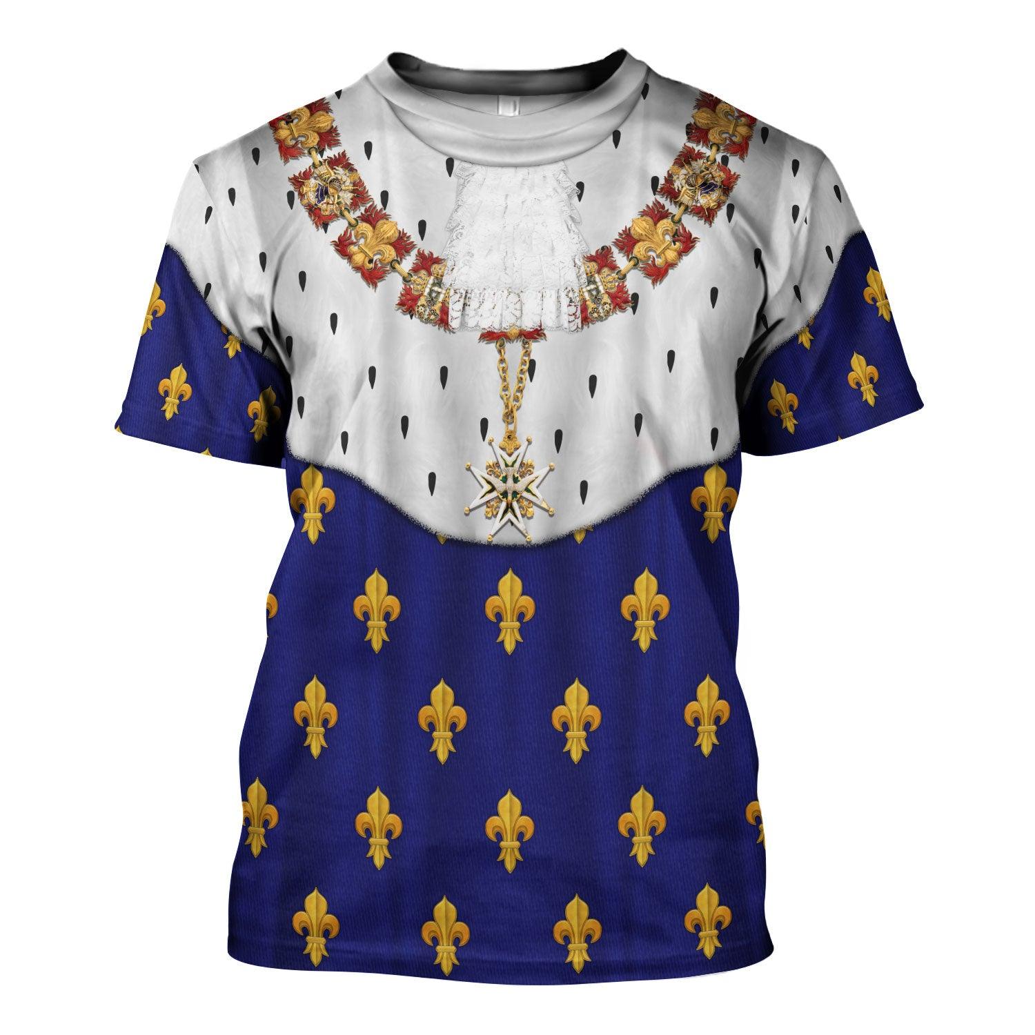 Gearhomie Charles X of France in Coronation Robes Blue Costume All Over Print Hoodie Sweatshirt T-Shirt Tracksuit - Gearhomie.com
