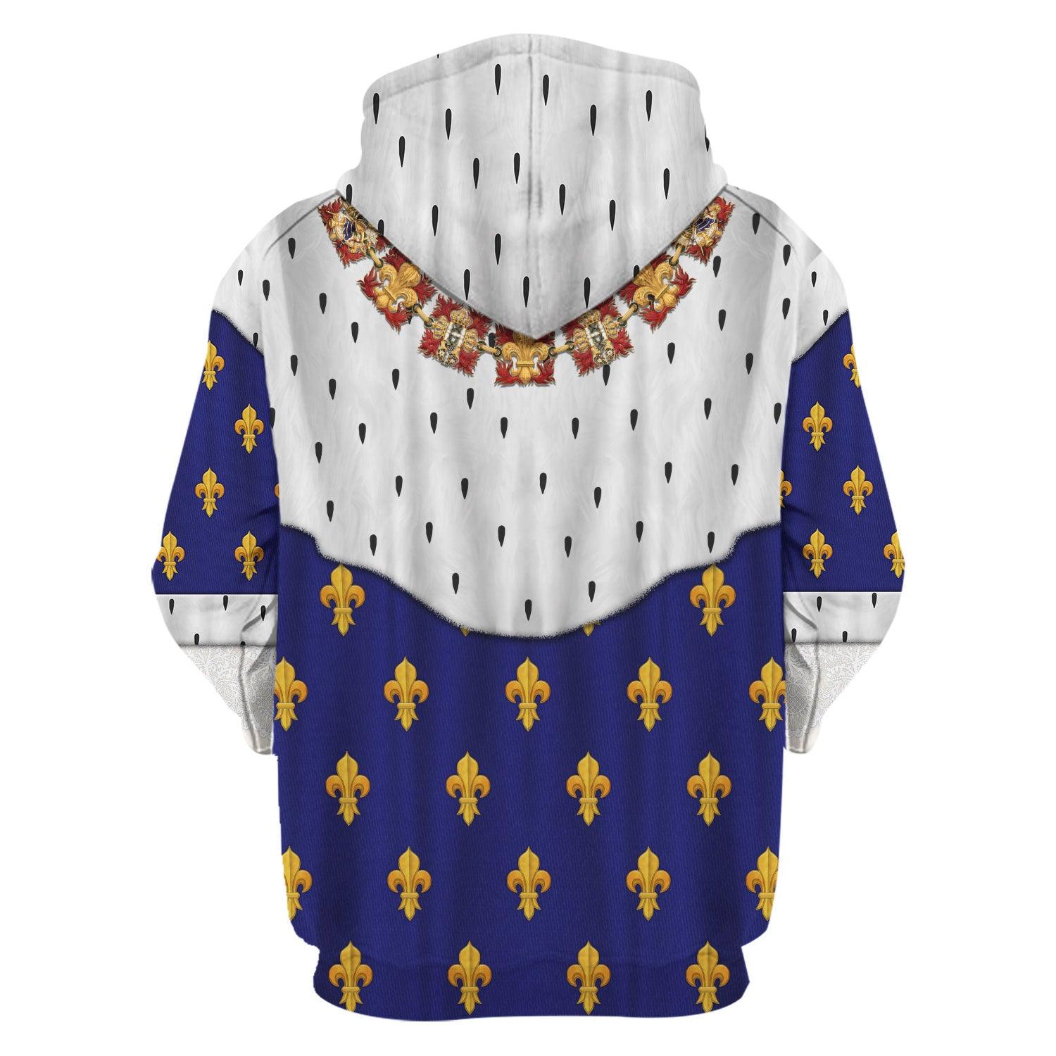 Gearhomie Charles X of France in Coronation Robes Blue Costume All Over Print Hoodie Sweatshirt T-Shirt Tracksuit - Gearhomie.com