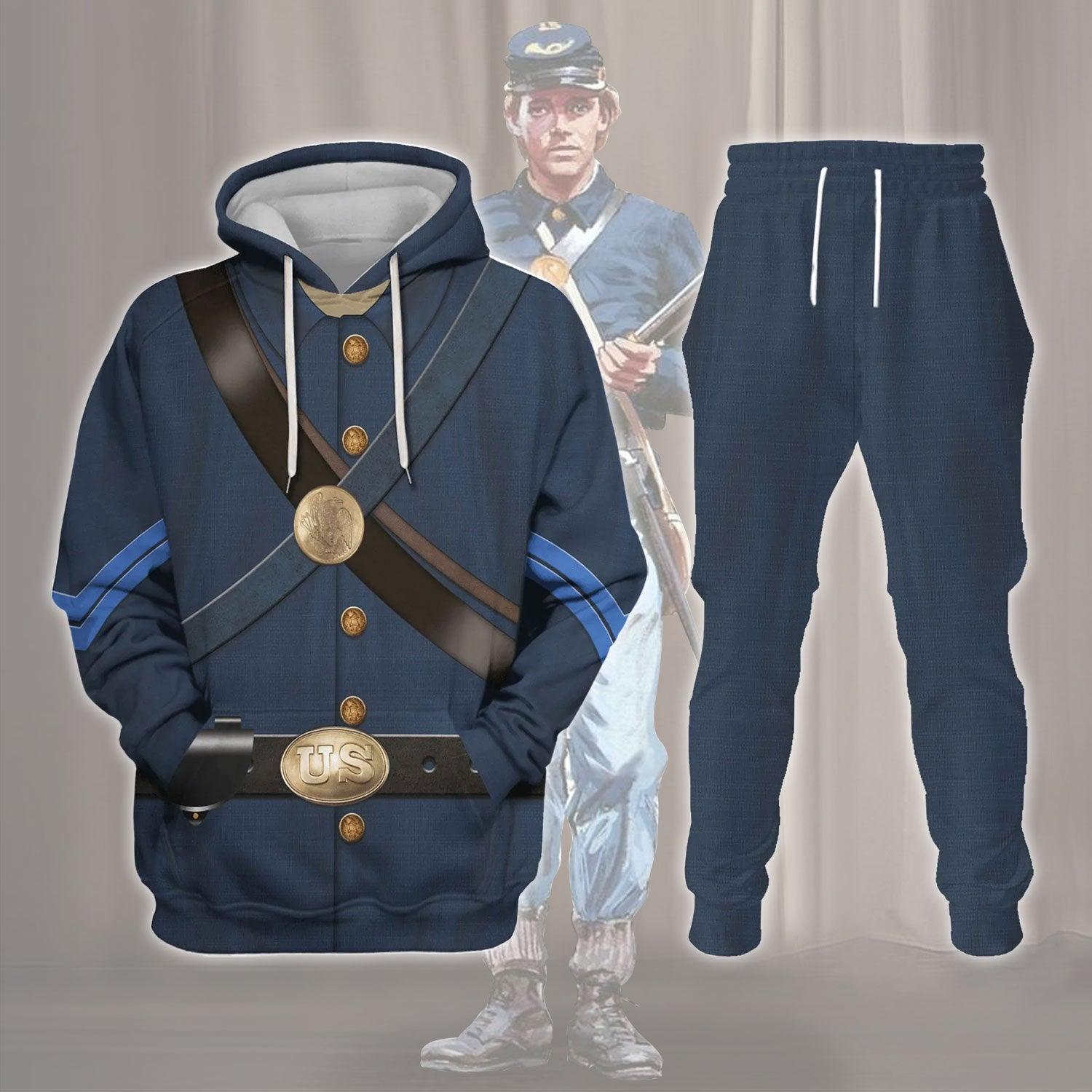 Gearhomie Civil Wars of Blue Union Infantryman Costume Hoodie Sweatshirt T-Shirt Tracksuit - Gearhomie.com