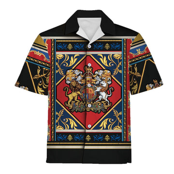 Gearhomie Coat of Arms Yellow Lion Hawaiian Shirt Polo Shirt - Gearhomie.com