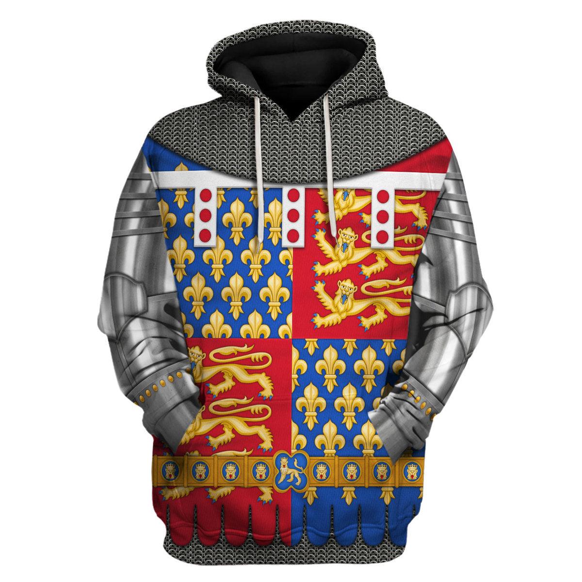 Gearhomie Edmund of Langley, 1st Duke of York Amour Knights Costume Hoodie Sweatshirt T-Shirt Tracksuit - Gearhomie.com