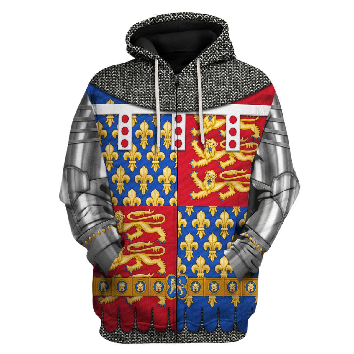 Gearhomie Edmund of Langley, 1st Duke of York Amour Knights Costume Hoodie Sweatshirt T-Shirt Tracksuit - Gearhomie.com