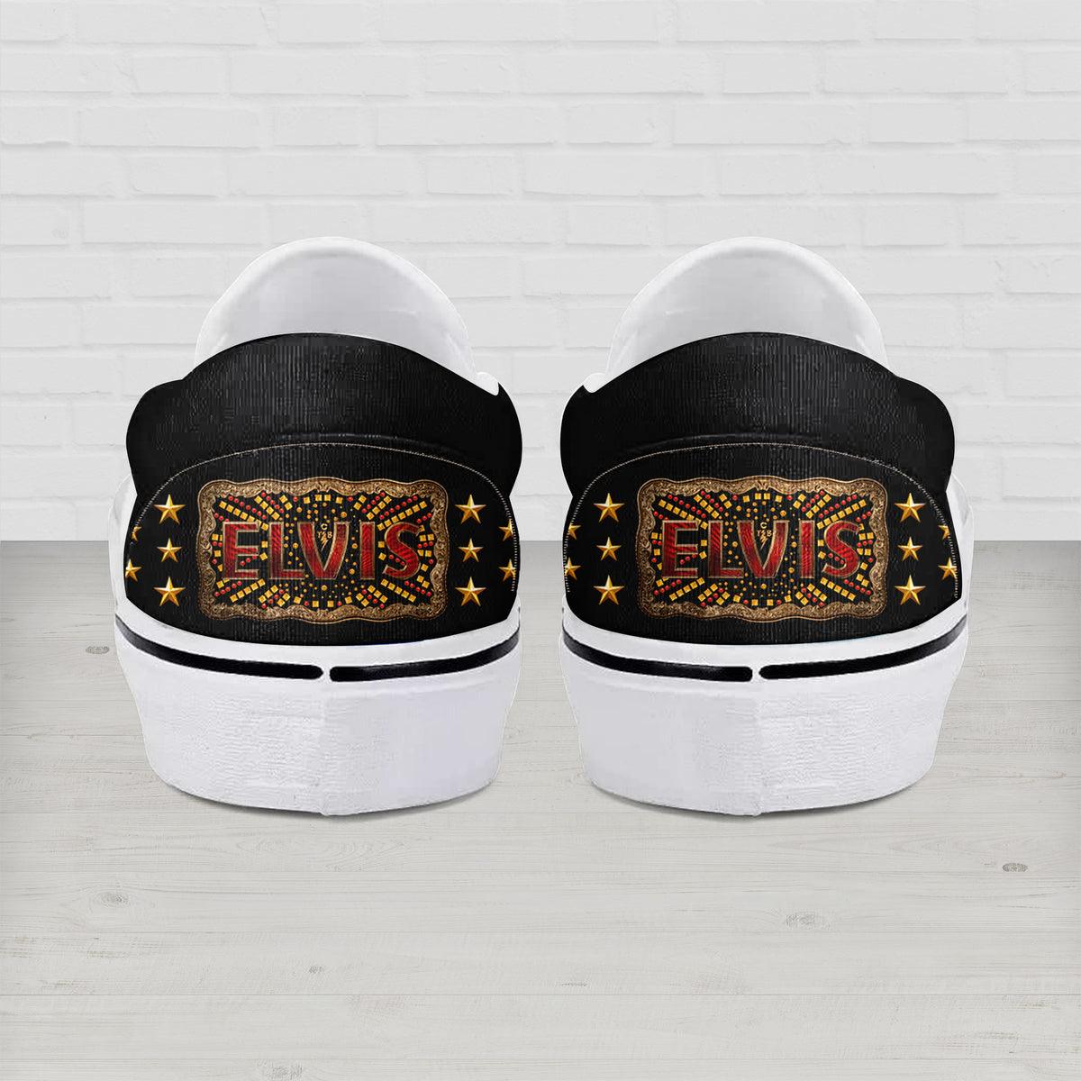 CustomsPig Elvis Aloha Black Slip On Shoes - CustomsPig.com