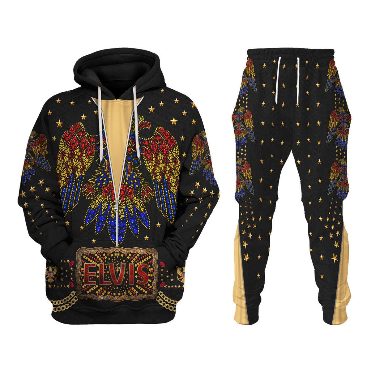 Gearhomie Elvis Aloha Costume from Hawaii Black Hoodie Sweatshirt T-Shirt Sweatpants - Gearhomie.com