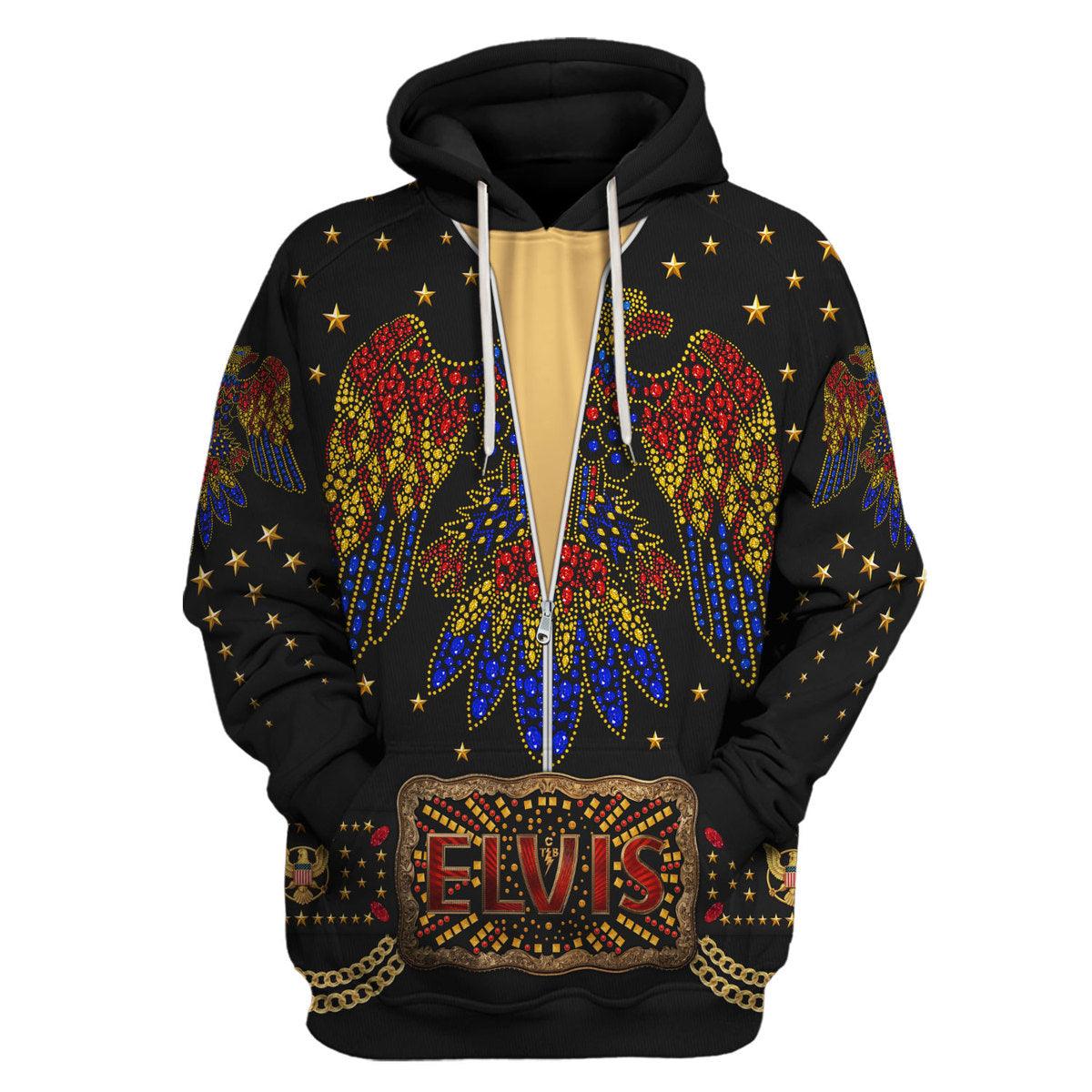 CustomsPig Elvis Aloha Costume from Hawaii Black Hoodie Sweatshirt T-Shirt Sweatpants