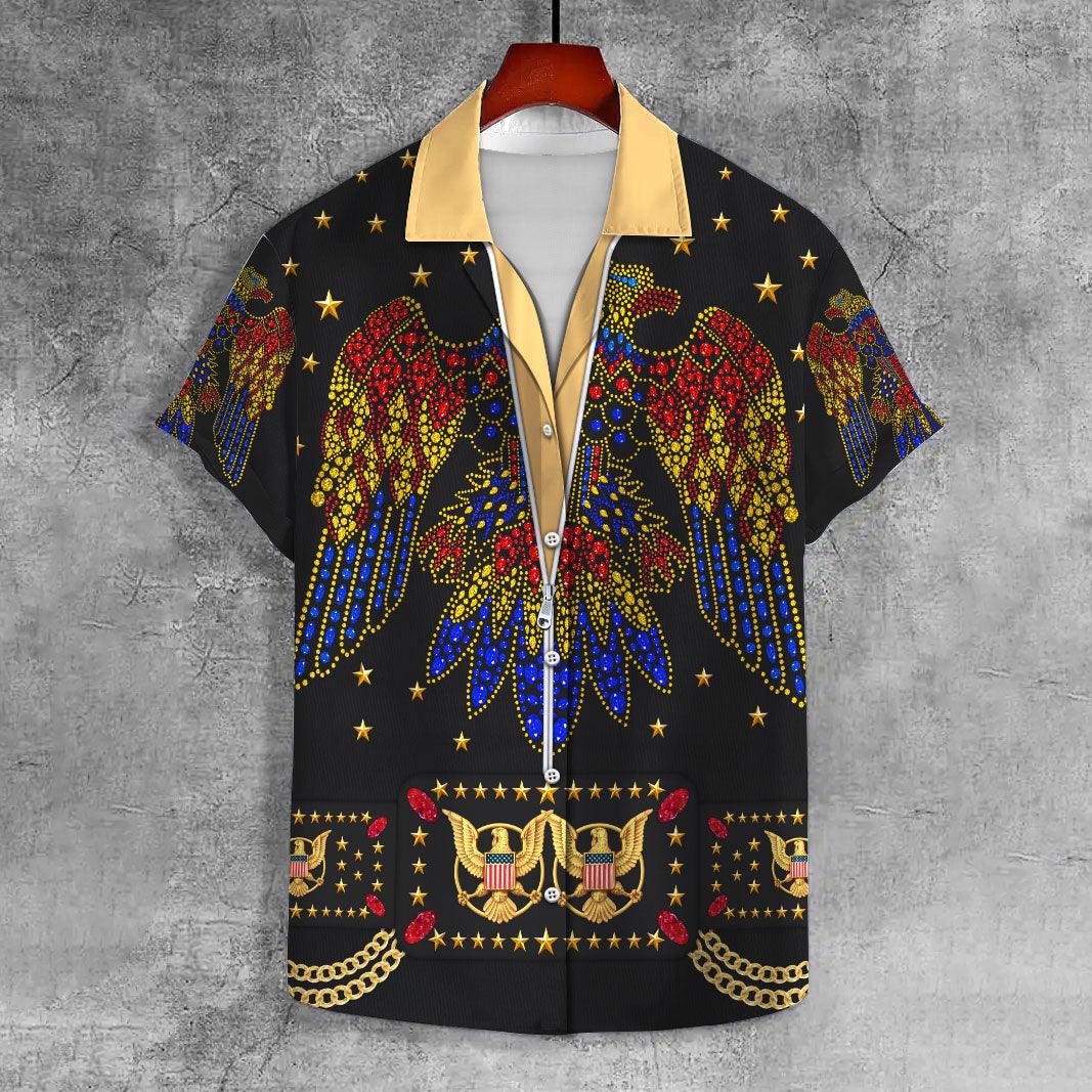 CustomsPig Elvis Aloha from Hawaii Black UNISEX CASUAL HAWAIIAN SHIRT - CustomsPig.com