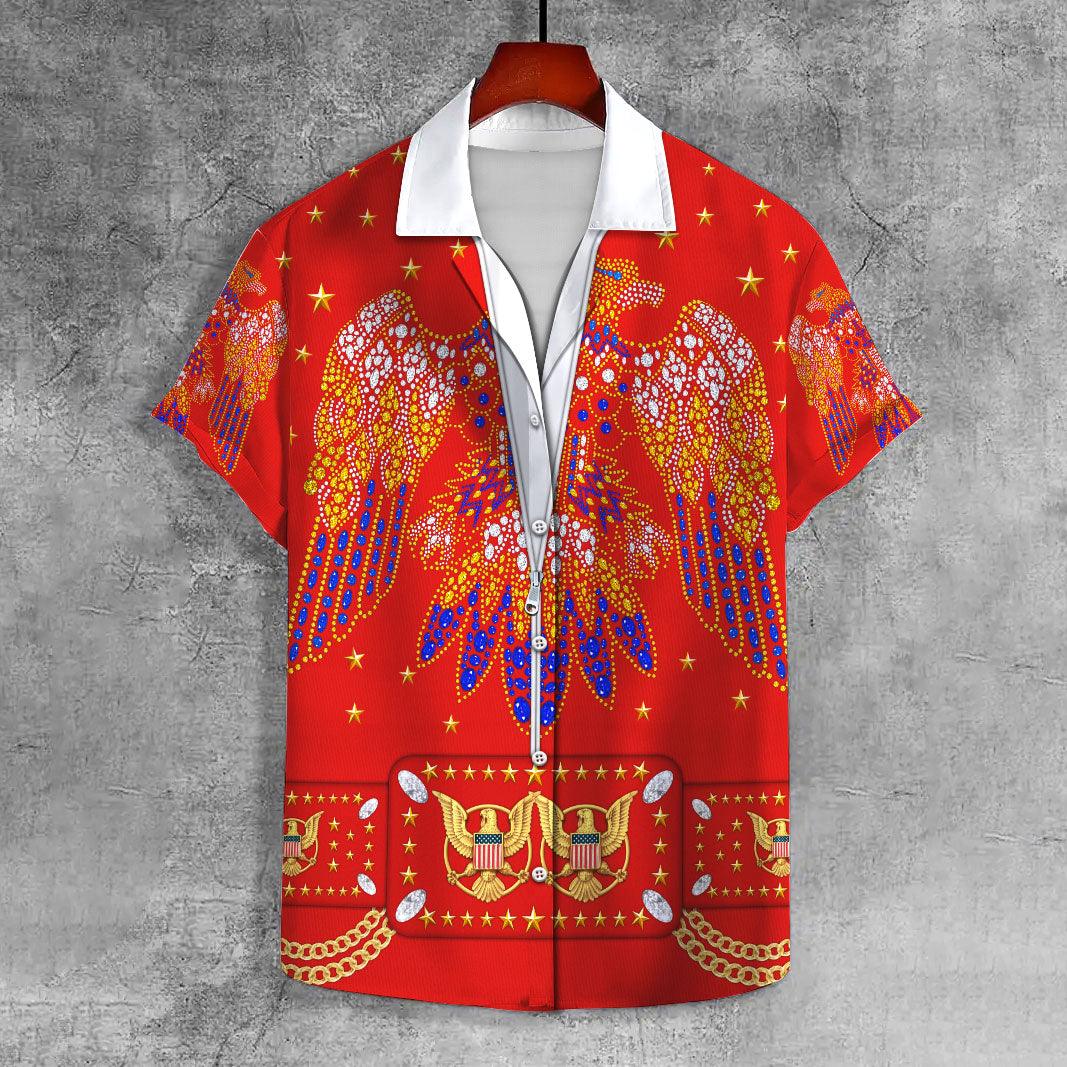 Gearhomie Elvis Aloha from Hawaii Red UNISEX CASUAL HAWAIIAN SHIRT - Gearhomie.com