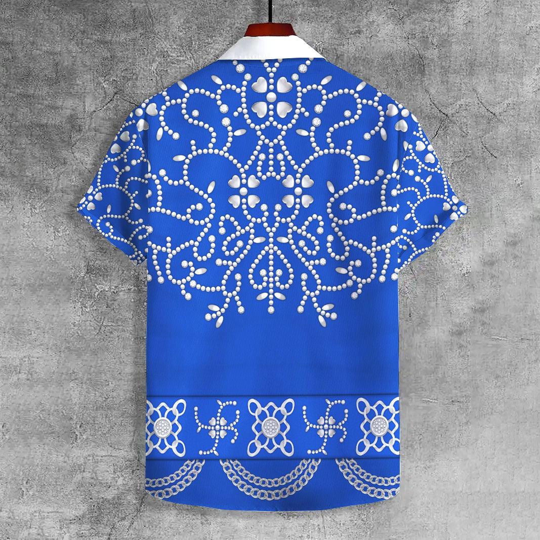 CustomsPig Elvis Blue Swirl UNISEX CASUAL HAWAIIAN SHIRT - CustomsPig.com