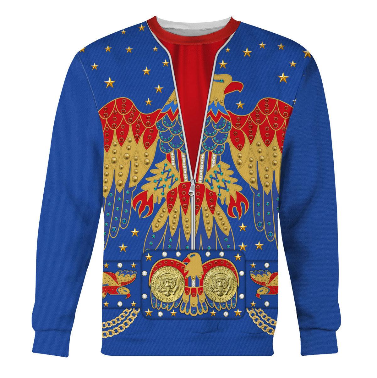 Gearhomie Elvis EAGLE Blue Costume Hoodie Sweatshirt T-Shirt Sweatpants - Gearhomie.com